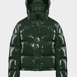 Artizia Shiny Dark Green Scarab  Puffer Jacket L